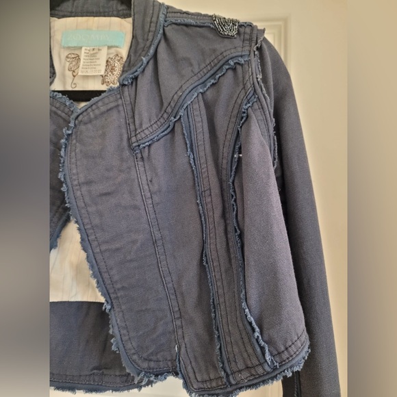 Blue long sleeve cropped jacket with details in size small - Picture 2 of 8